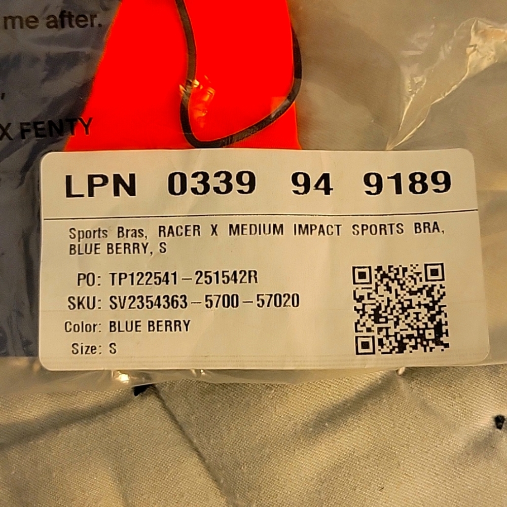 NWT Savage X Fenty Black Logo Bralet